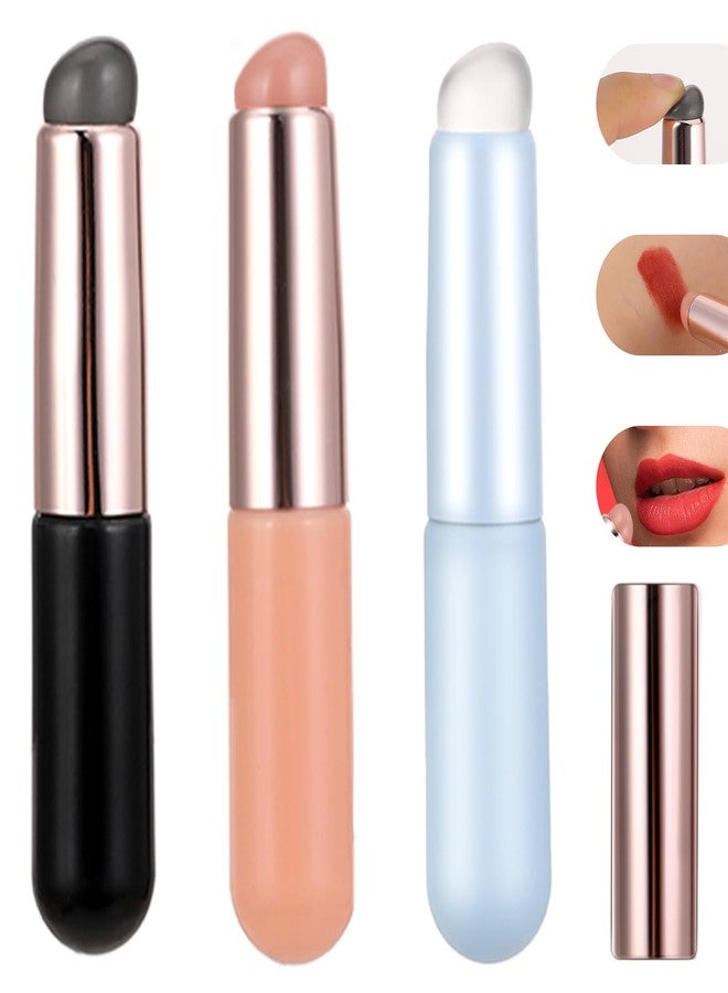 Aeaocvo 3 Pcs Silicone Lip Brush Round Head Lip Brushes Applicator with Cover, Reusable Silicone Makeup Brush Beauty Tool for Lip Gloss, Lip Balm, Concealer Eyeshadow Manicure - Image 1